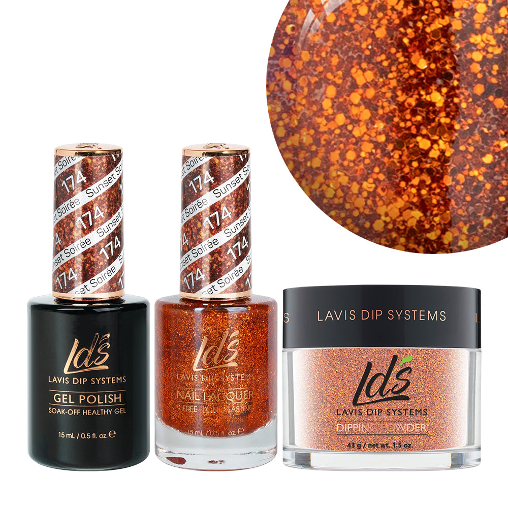 LDS 3 in 1 - 174 Sunset Soirée - Dip (1.5oz), Gel & Lacquer Matching