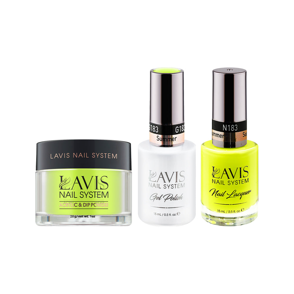 LAVIS 3 in 1 - 183 Summer - Acrylic & Dip Powder (1oz), Gel & Lacquer