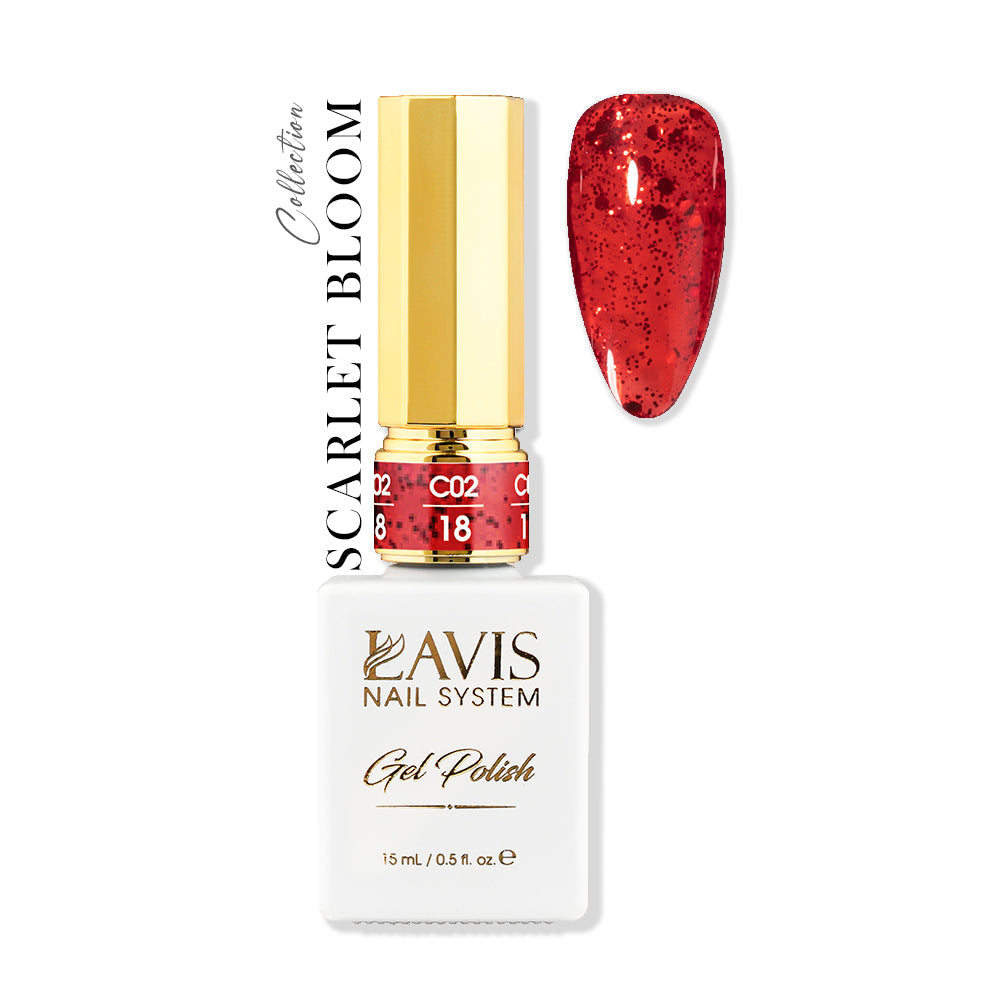 LAVIS C02 - 18 - Gel Polish 0.5 oz - Scarlet Bloom Collection