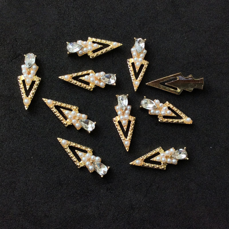 LX2 #200-215 2PCS Rhinestone Double Arrow Nail Charm