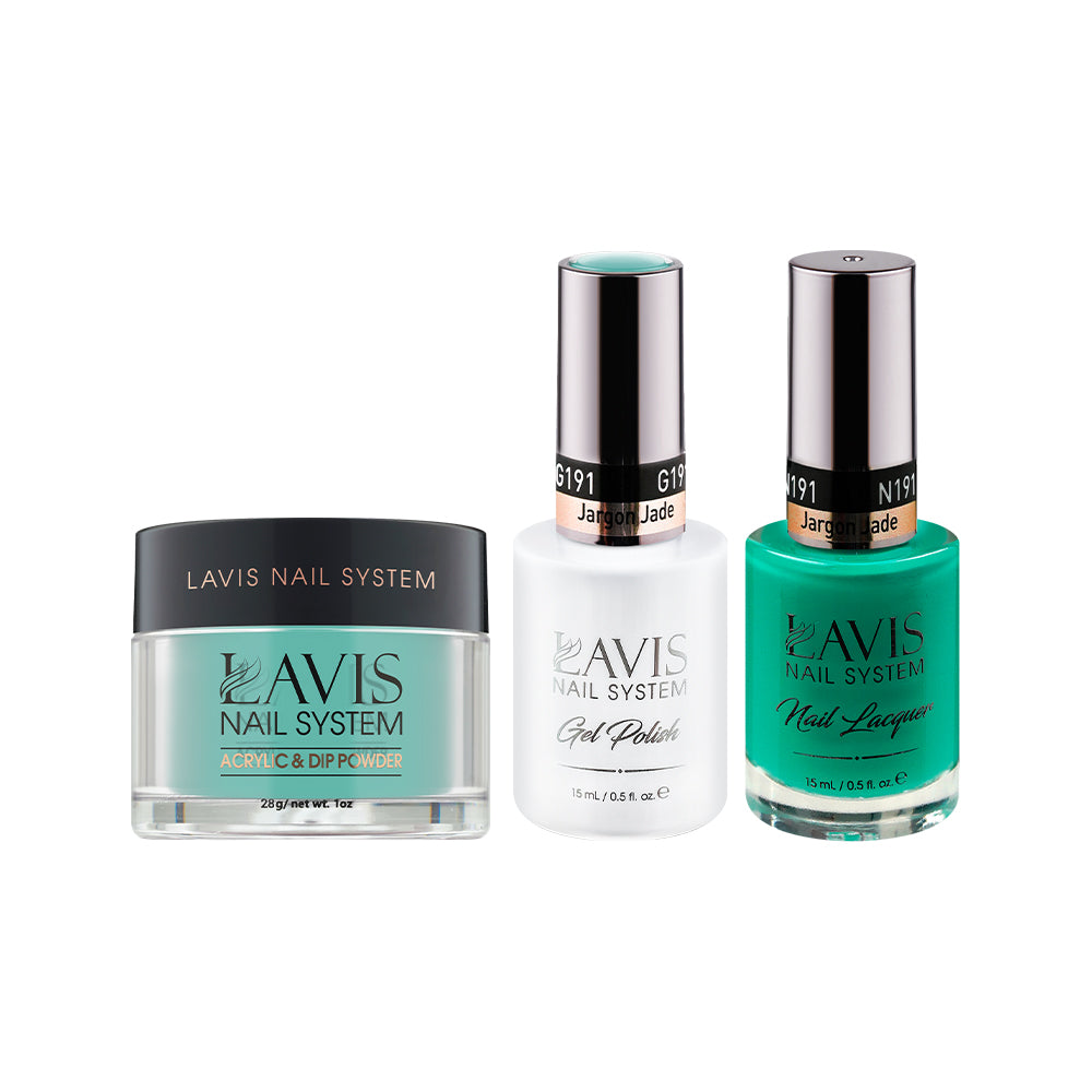 LAVIS 3 in 1 - 191 Jargon Jade  - Acrylic & Dip Powder (1oz), Gel & Lacquer