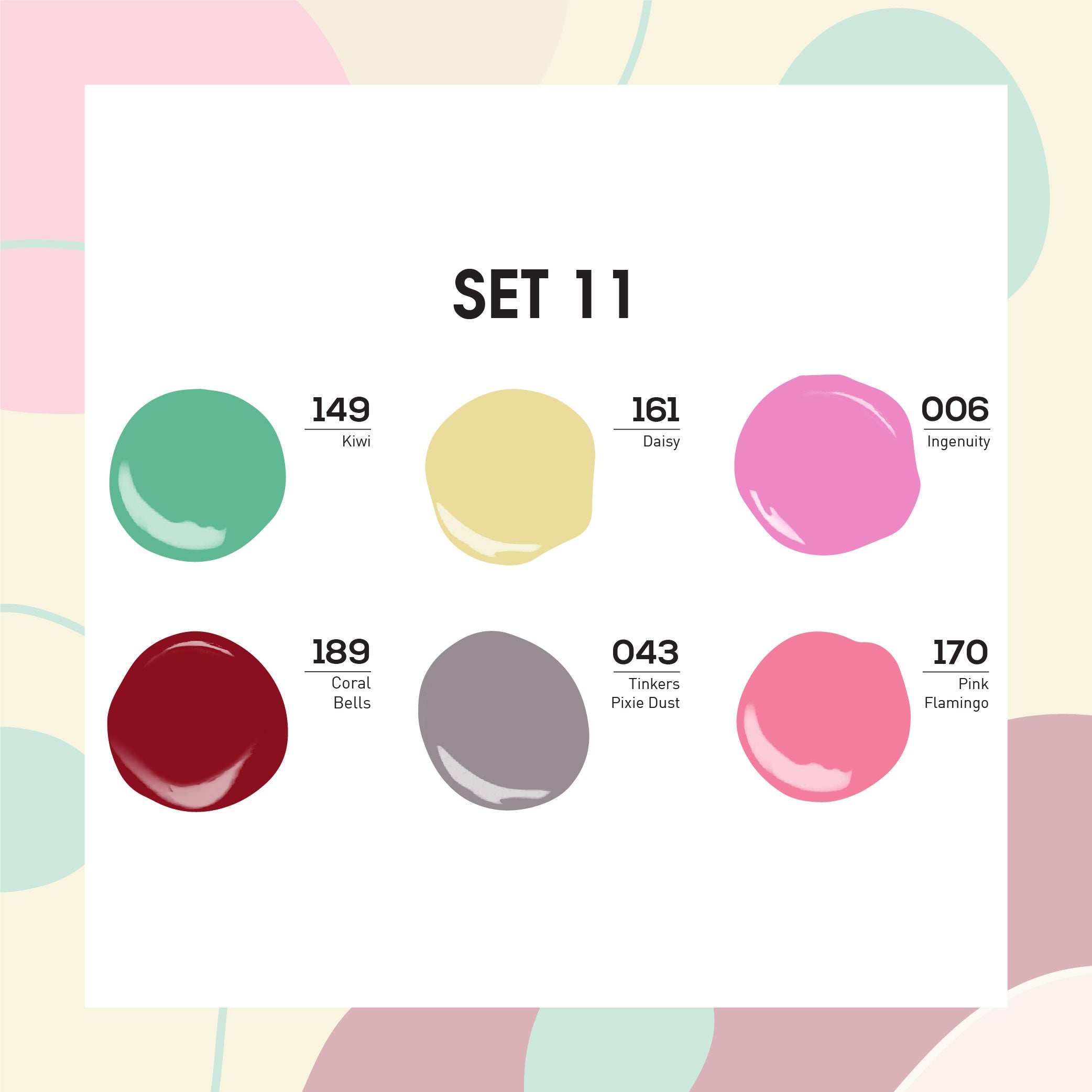 Lavis Gel Color Set 11 (6 colors): 149; 161; 006; 189; 043; 170