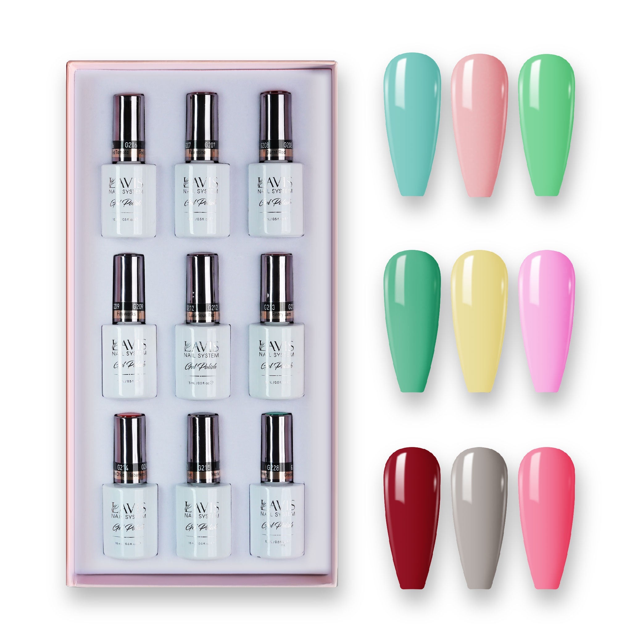 9 Lavis Holiday Gel Nail Polish Collection - SET 11 - 192; 021; 181; 149; 161; 006; 189; 043; 170