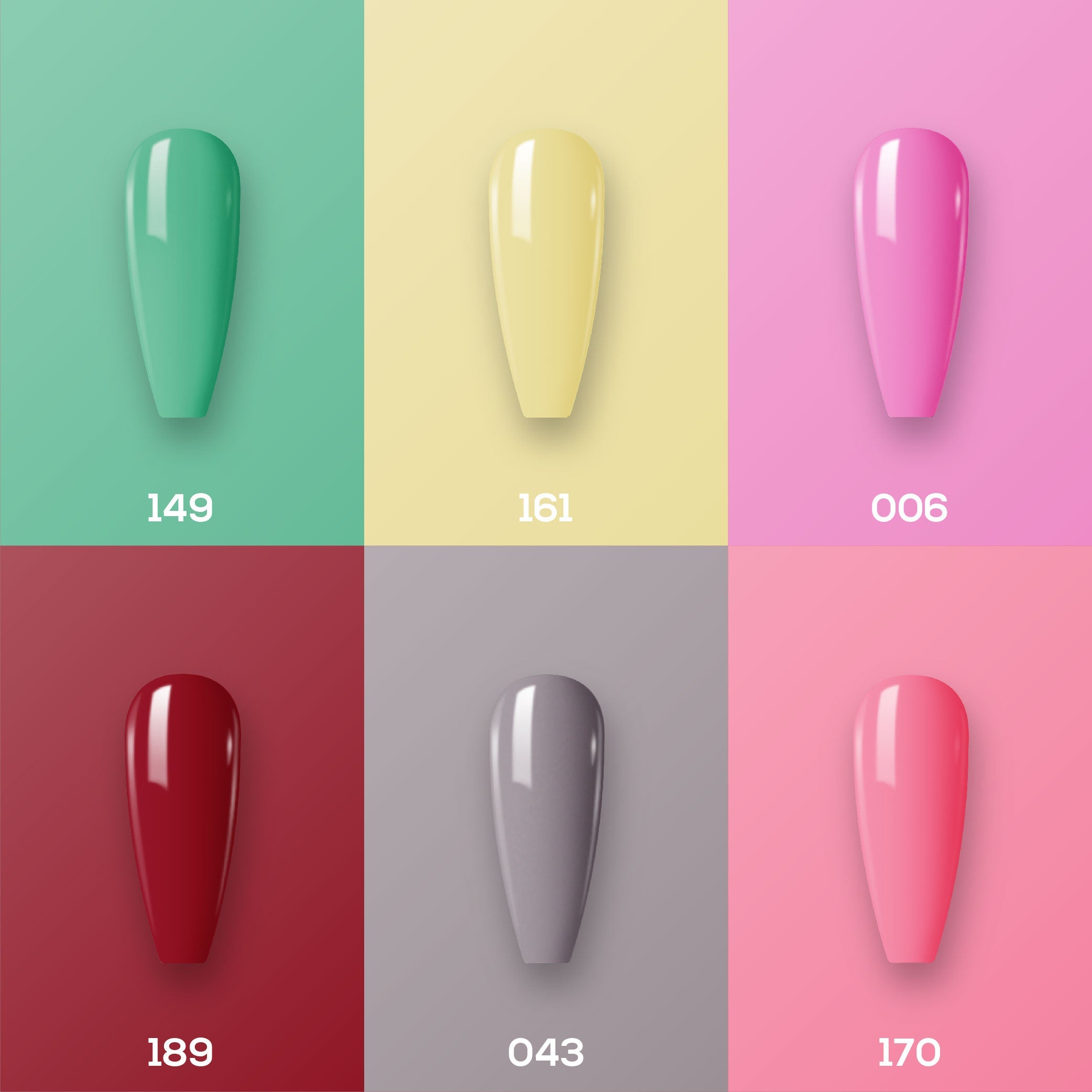 Lavis Gel Color Set 11 (6 colors): 149; 161; 006; 189; 043; 170