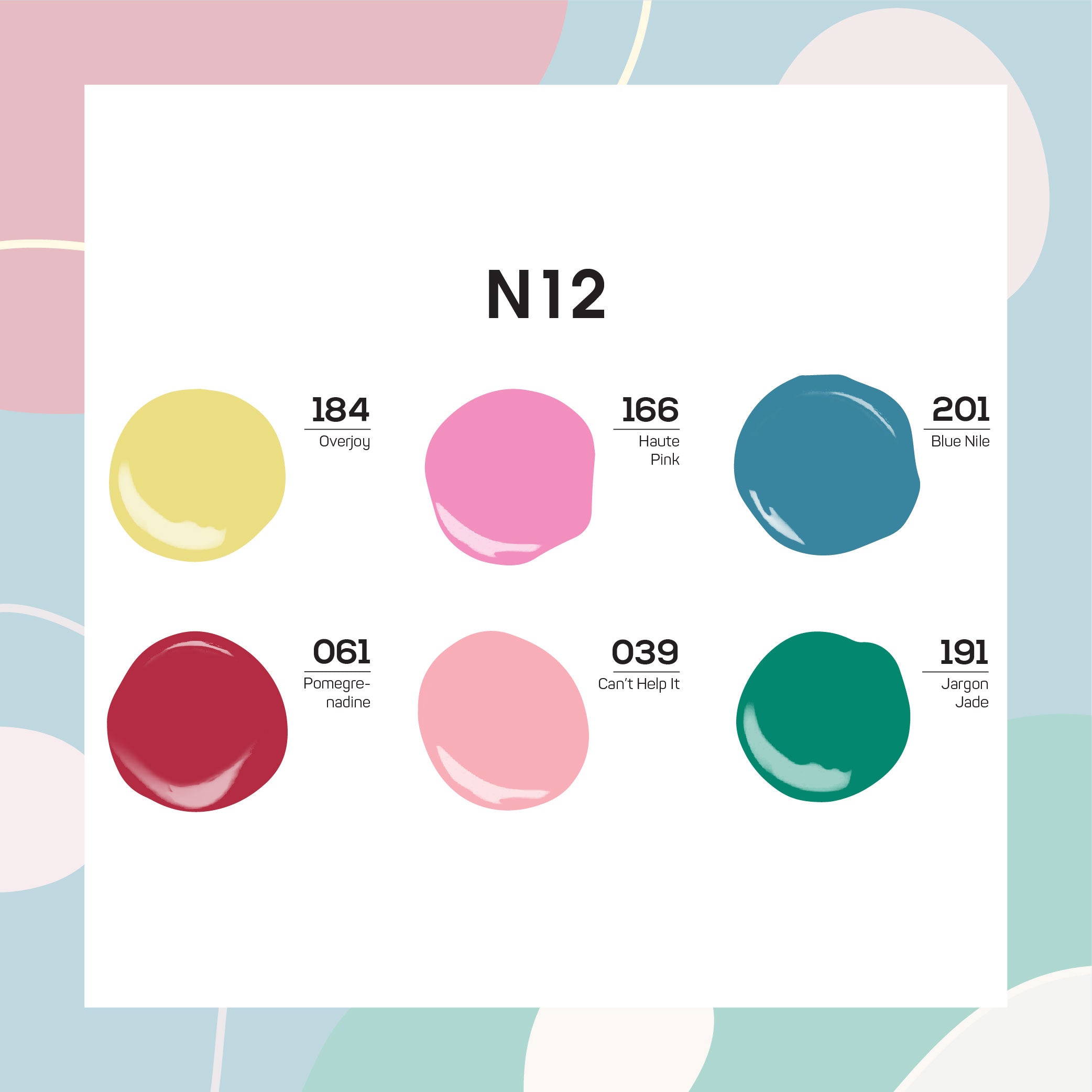  Lavis Healthy Nail Lacquer Summer Set N12 (6 colors): 184, 166, 201, 061, 039, 191