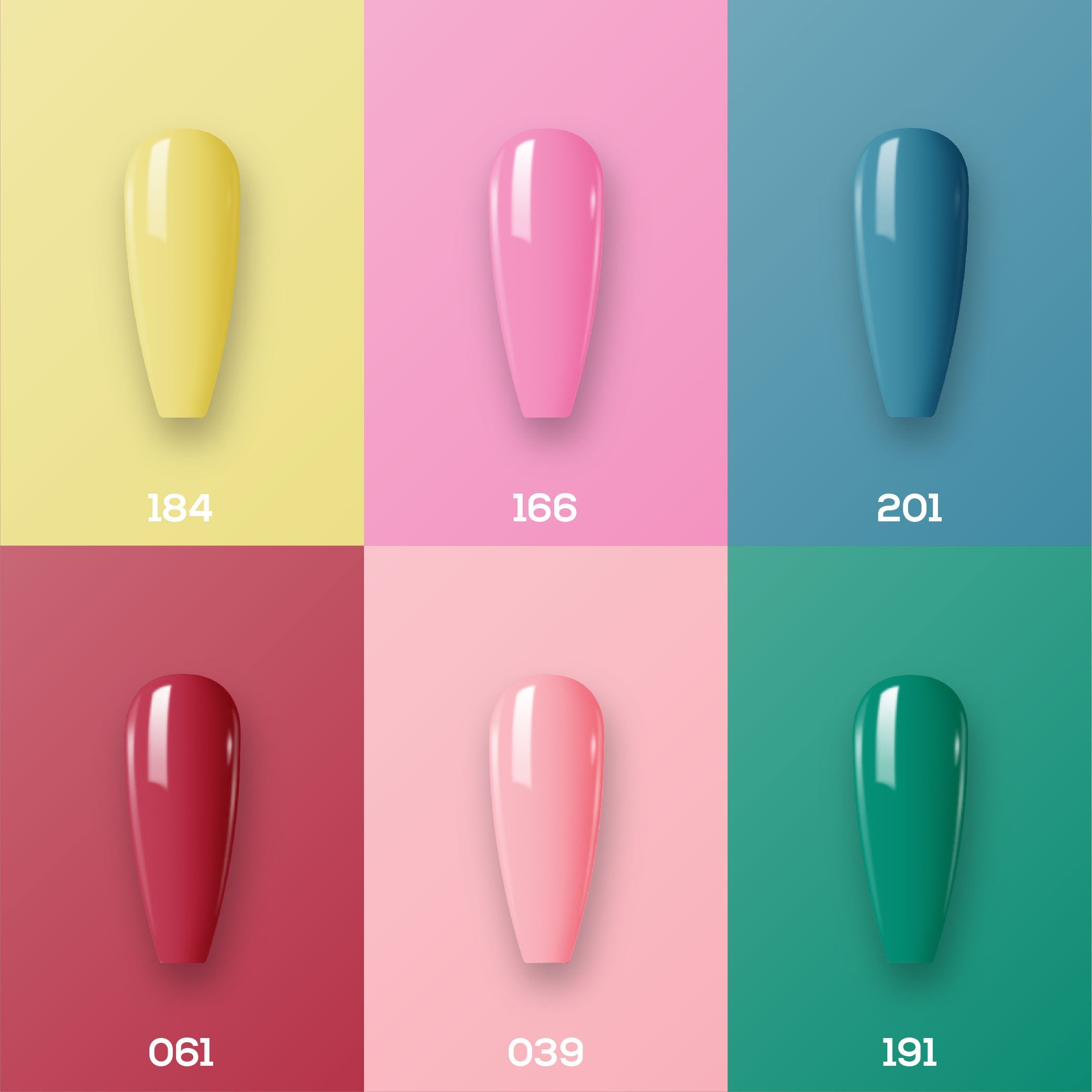  Lavis Gel Summer Color Set G12 (6 colors): 184, 166, 201, 061, 039, 191