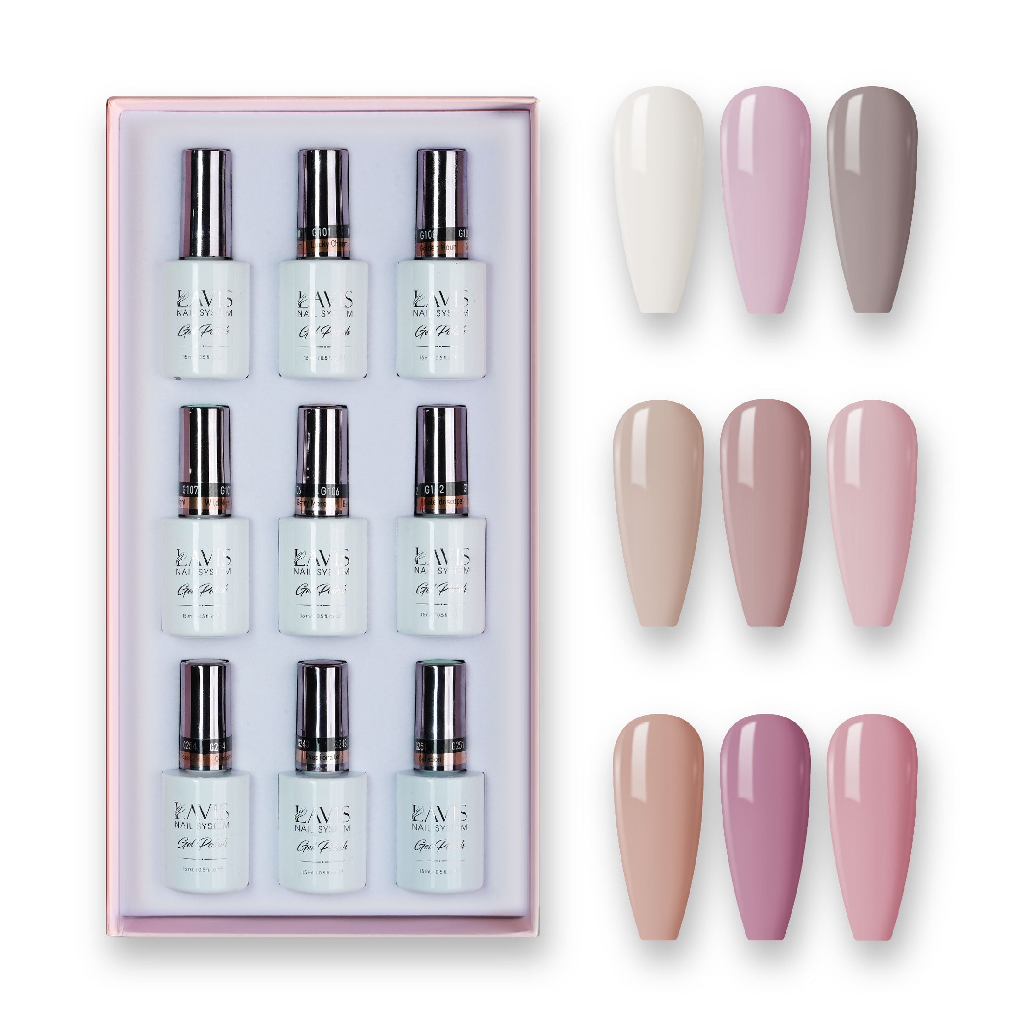 9 Lavis Holiday Gel Nail Polish Collection - SET 1 - 109; 111; 112; 121; 118; 123; 131; 114; 110