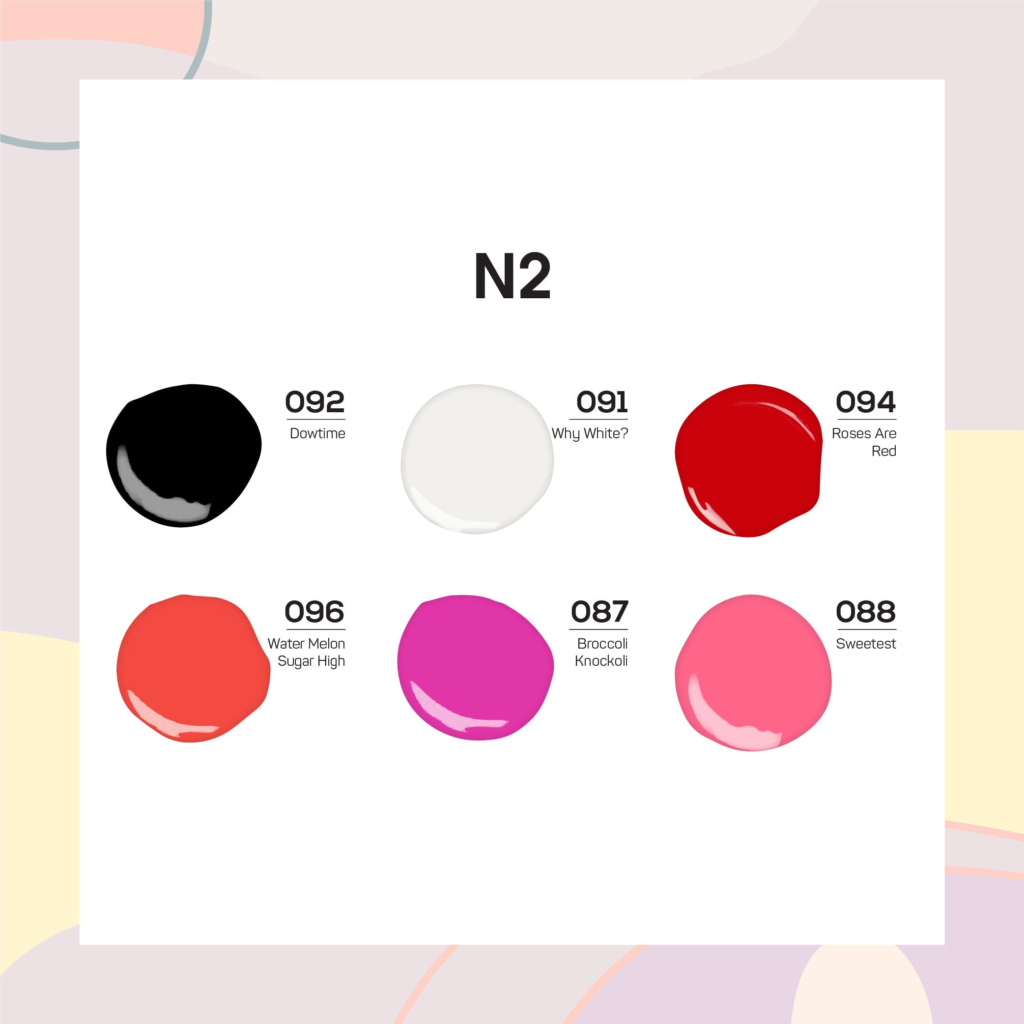  Lavis Healthy Nail Lacquer Summer Set N2 (6 colors): 088, 087, 091, 092, 094, 096