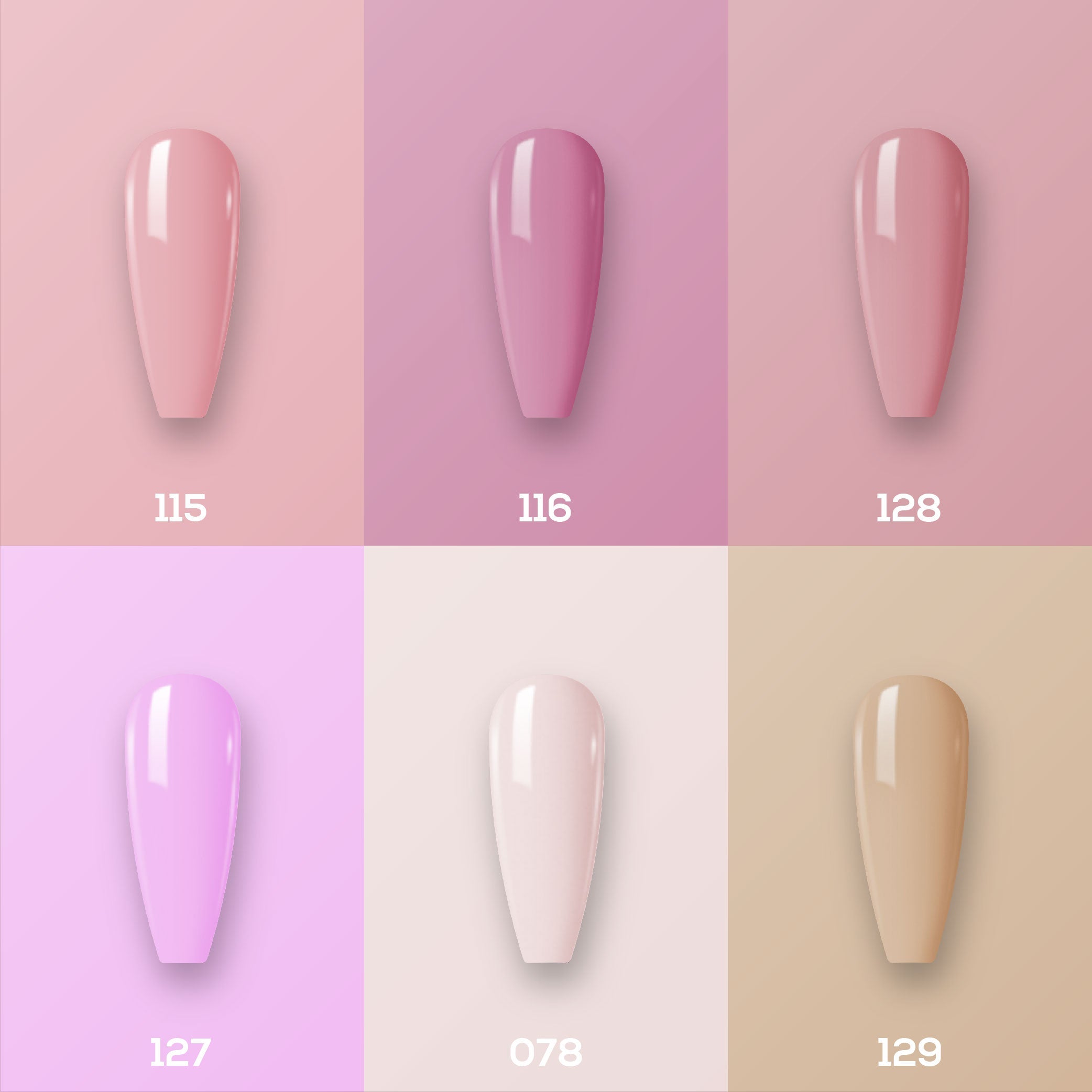  Lavis Nude Pastel 2022 Collection Gel Set 2: 6 Gel Polishes, 1 Base Gel, 1 Top Gel, 1 Protein Bond & Primer - 115; 116; 128; 137; 078; 129