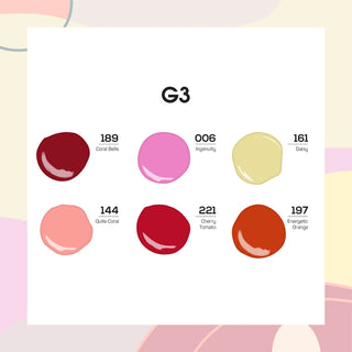  Lavis Gel Summer Color Set G3 (6 colors): 189, 006, 161, 144, 221, 197