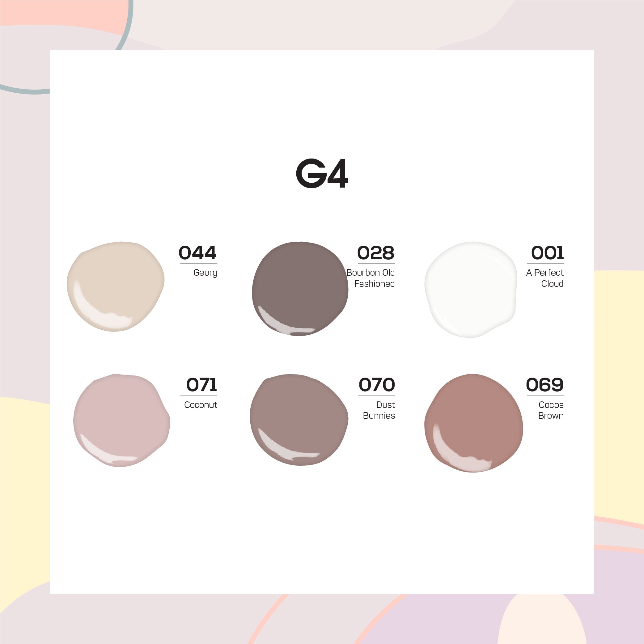  Lavis Nude Pastel 2022 Collection Gel Set 4: 6 Gel Polishes, 1 Base Gel, 1 Top Gel, 1 Protein Bond & Primer - 044; 028; 001; 071; 070; 069