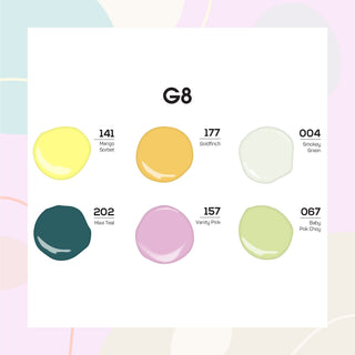  Lavis Gel Summer Color Set G8 (6 colors): 141, 177, 004, 202, 157, 067