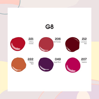  Lavis Gel Color Set G8 (6 colors): 221, 206, 212, 222, 049, 207