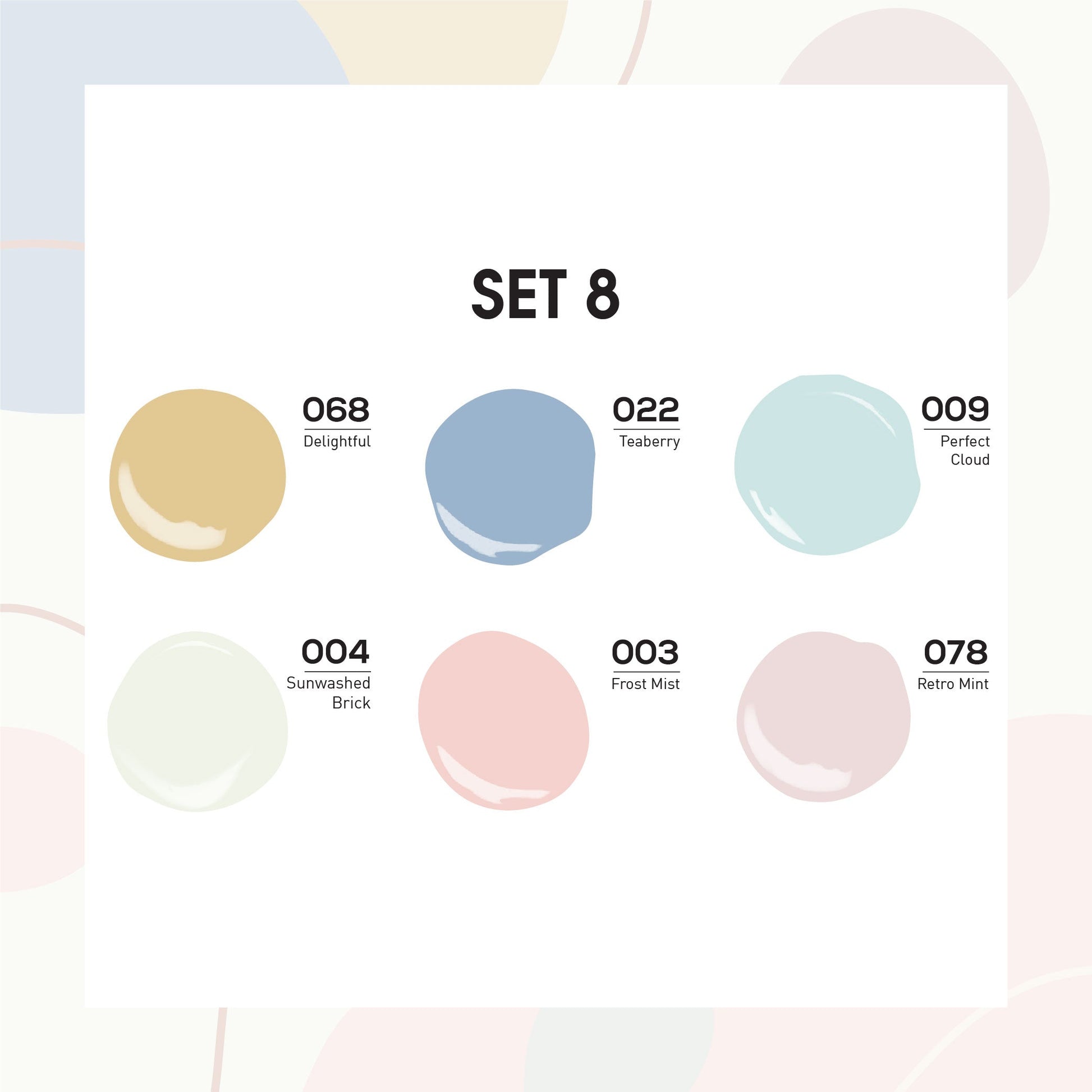 Lavis Gel Color Set 8 (6 colors): 068; 022; 009; 004; 003; 078