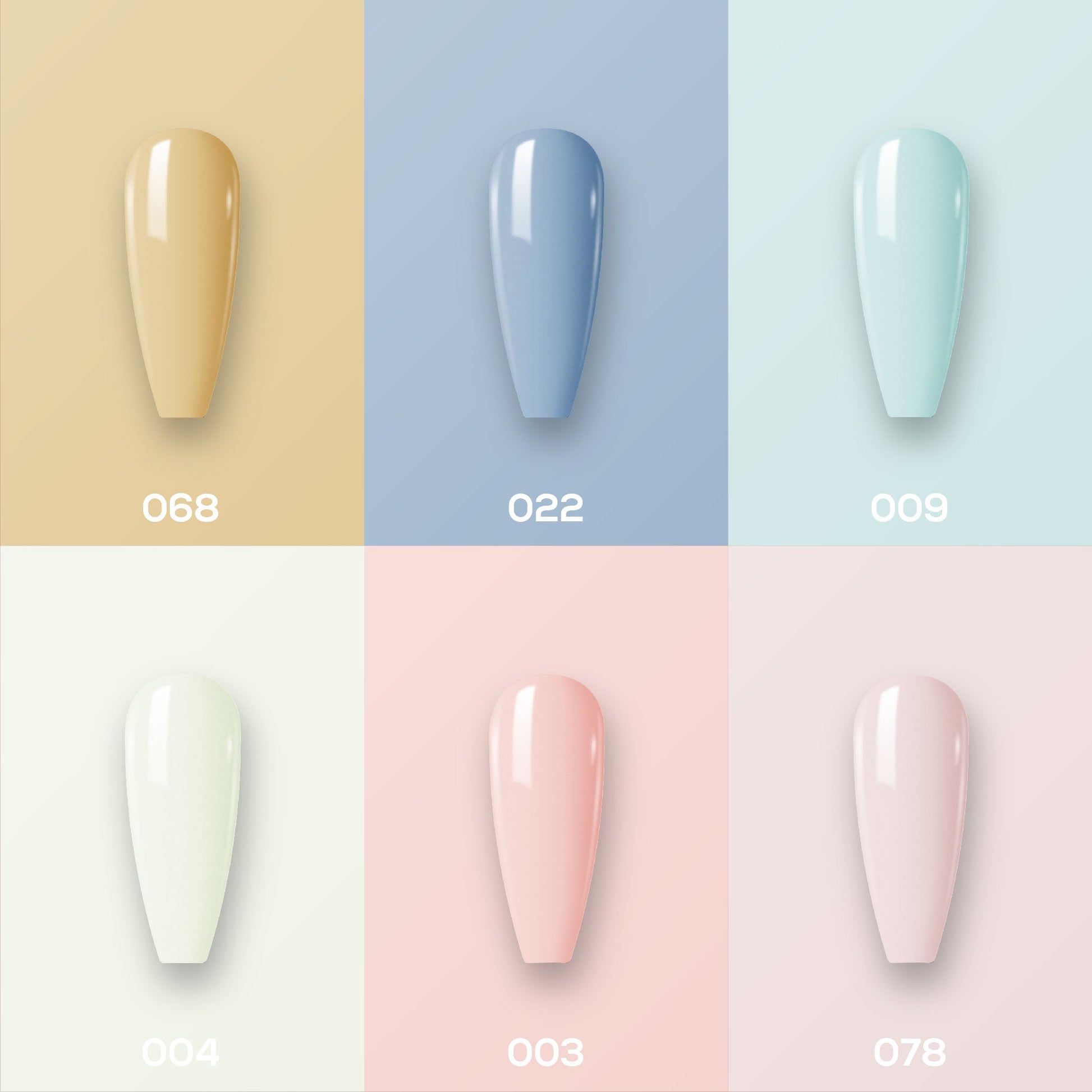 Lavis Gel Color Set 8 (6 colors): 068; 022; 009; 004; 003; 078