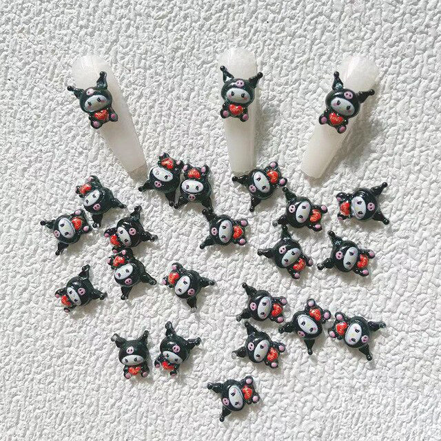 #150 2PCS Kuromi Heart Nail Charm (Black)