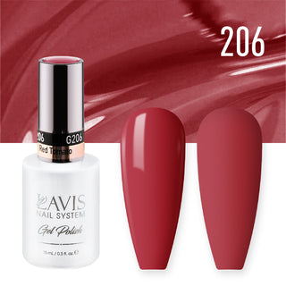 LAVIS 206 Red Tomato - Gel Polish & Matching Nail Lacquer Duo Set - 0.5oz