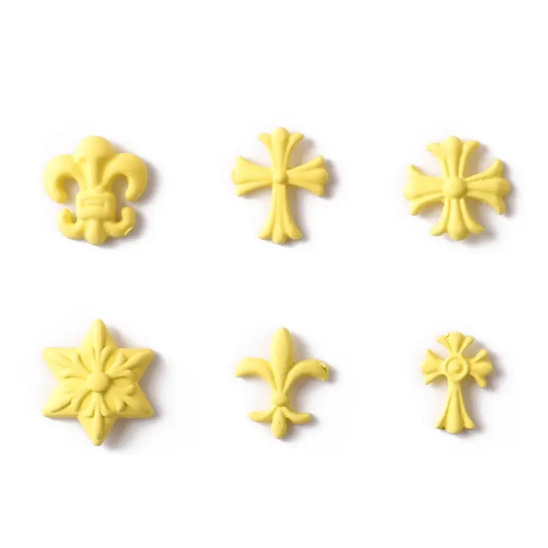 #209-214 2PCS Yellow Matte Nail Charm Medieval