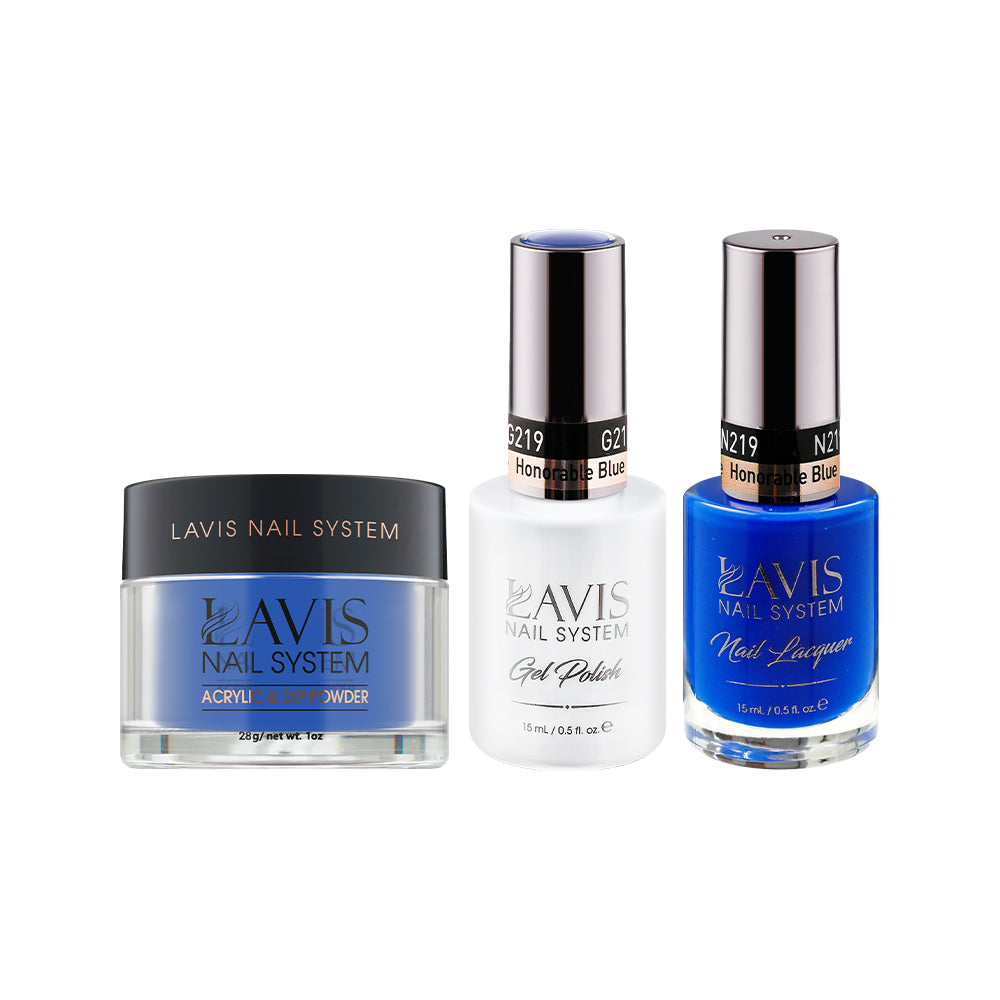 LAVIS 3 in 1 - 219 Honorable Blue - Acrylic & Dip Powder (1oz), Gel & Lacquer