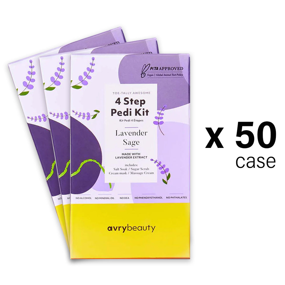 AVRY BEAUTY - 4 Steps Pedi Kit Box of 50 - Lavender