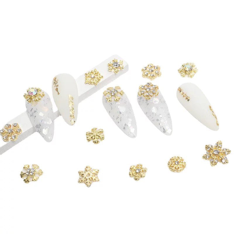 #1A Snowflake Nail Charms - Gold