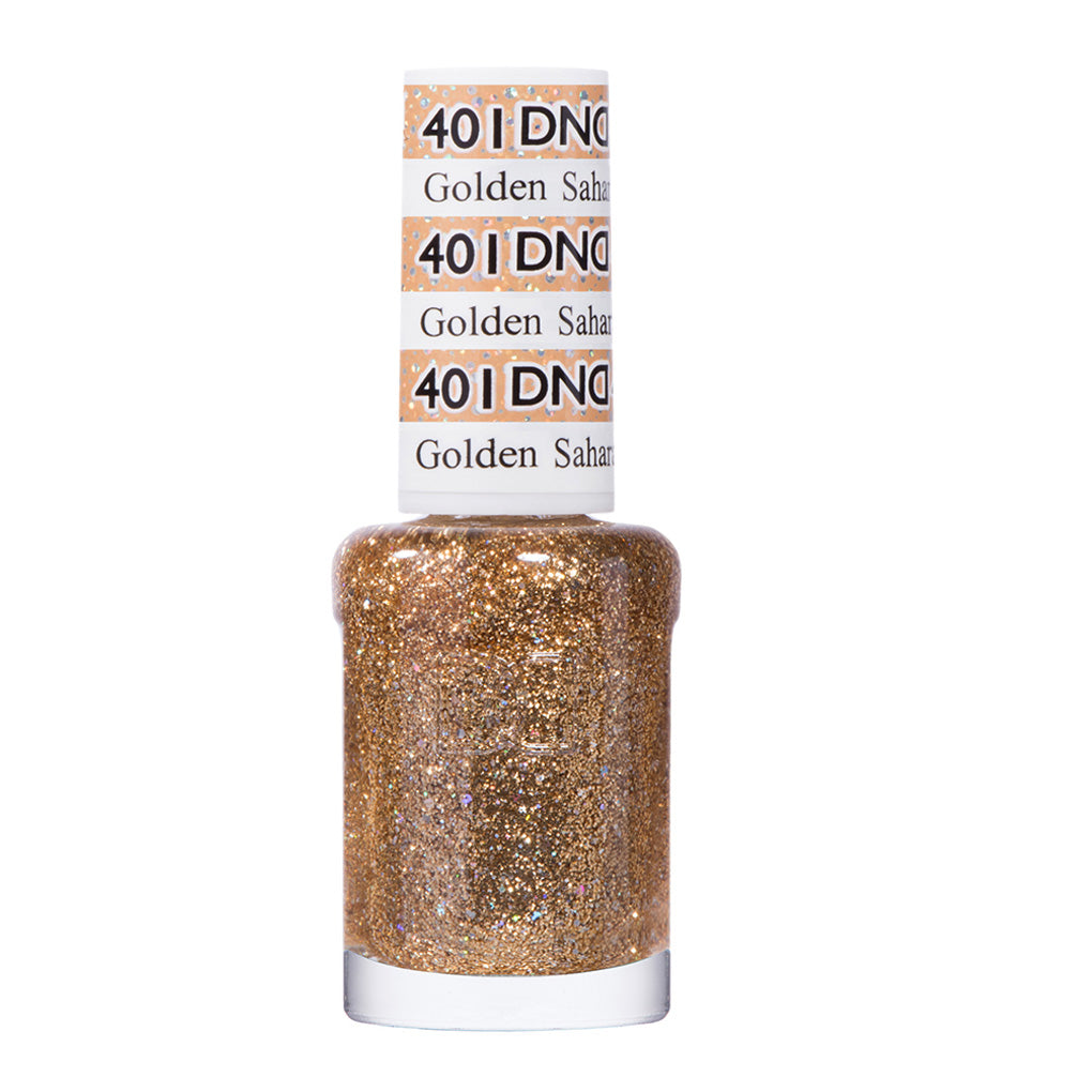 DND Nail Lacquer - 401 Gold Glitter Colors - Golden Sahara Star