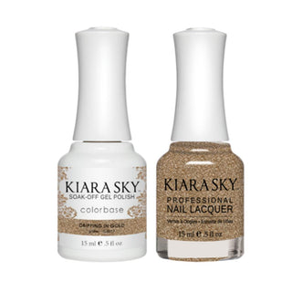 Kiara Sky 5017 DRIPPING IN GOLD - All-In-One Gel Polish & Matching Nail Lacquer Duo Set - 0.5oz