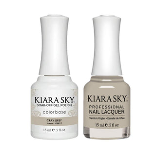 Kiara Sky 5019 CRAY GREY - All-In-One Gel Polish & Matching Nail Lacquer Duo Set - 0.5oz