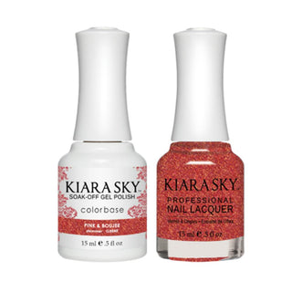 Kiara Sky 5040 PINK & BOUJEE - All-In-One Gel Polish & Matching Nail Lacquer Duo Set - 0.5oz