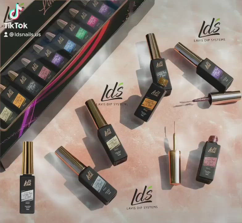 Load video: LDS - 12 Pink - Platinum Line Art Gel Nails Polish Nail Art