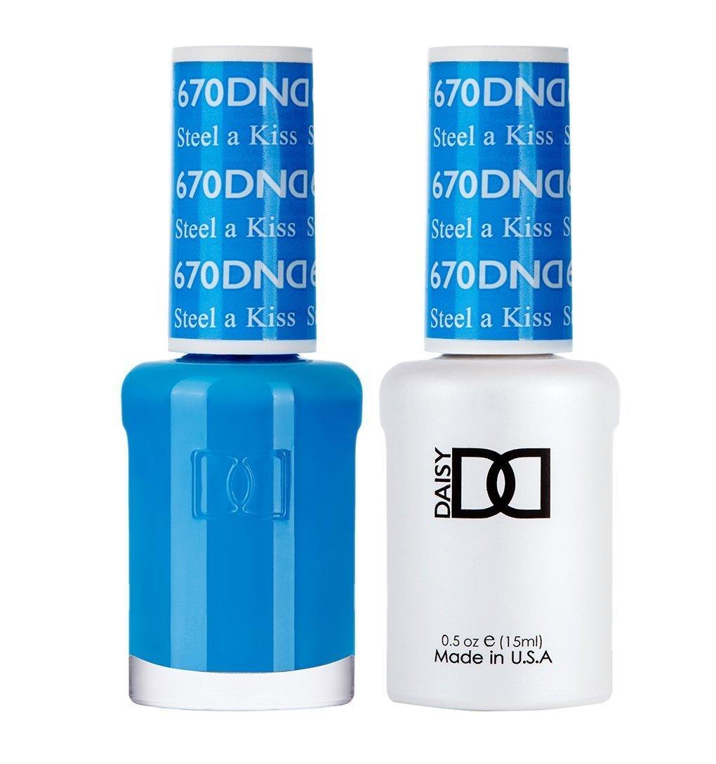 DND Gel Nail Polish Duo - 670 Blue Colors - Steel A Kiss