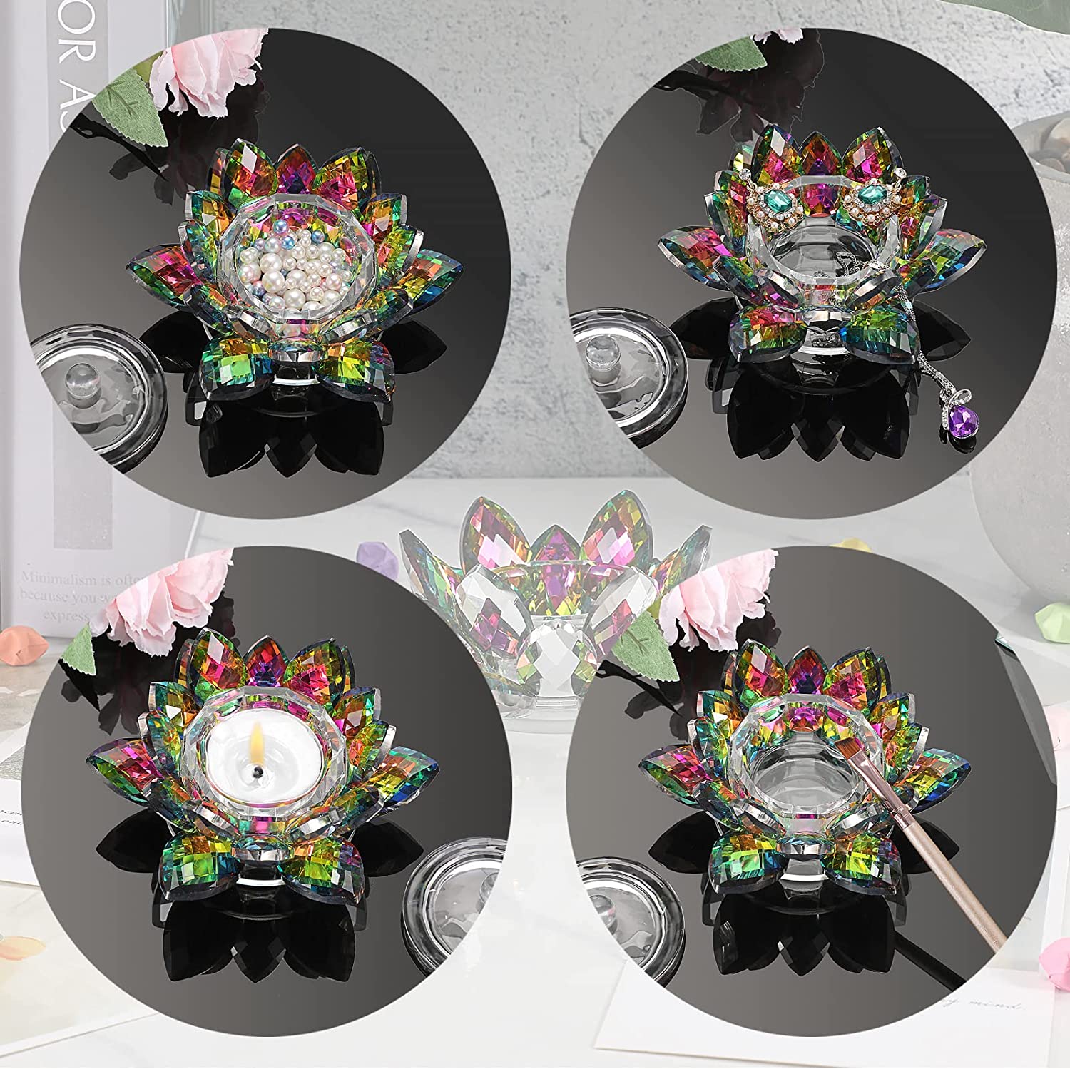 Crystal Lotus Flower Dappen Dish - Multicolor #3