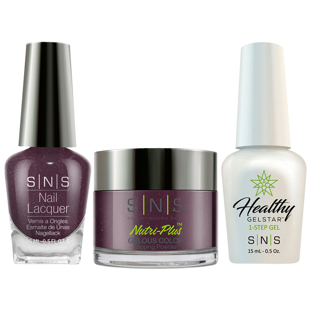 SNS 3 in 1 - AN20 Aubergine Gelous - Dip (1oz), Gel & Lacquer Matching