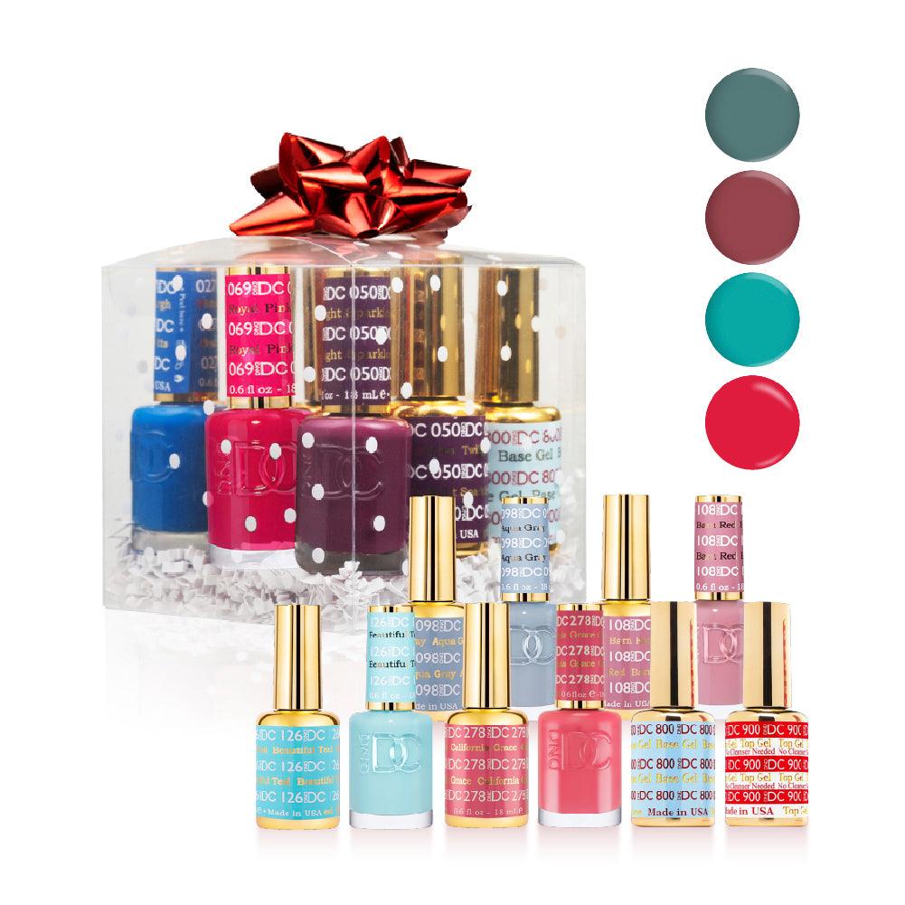 DND DC Holiday Gift Bundle: 4 Gel & Lacquer, 1 Base Gel, 1 Top Gel - 098, 108, 126, 278