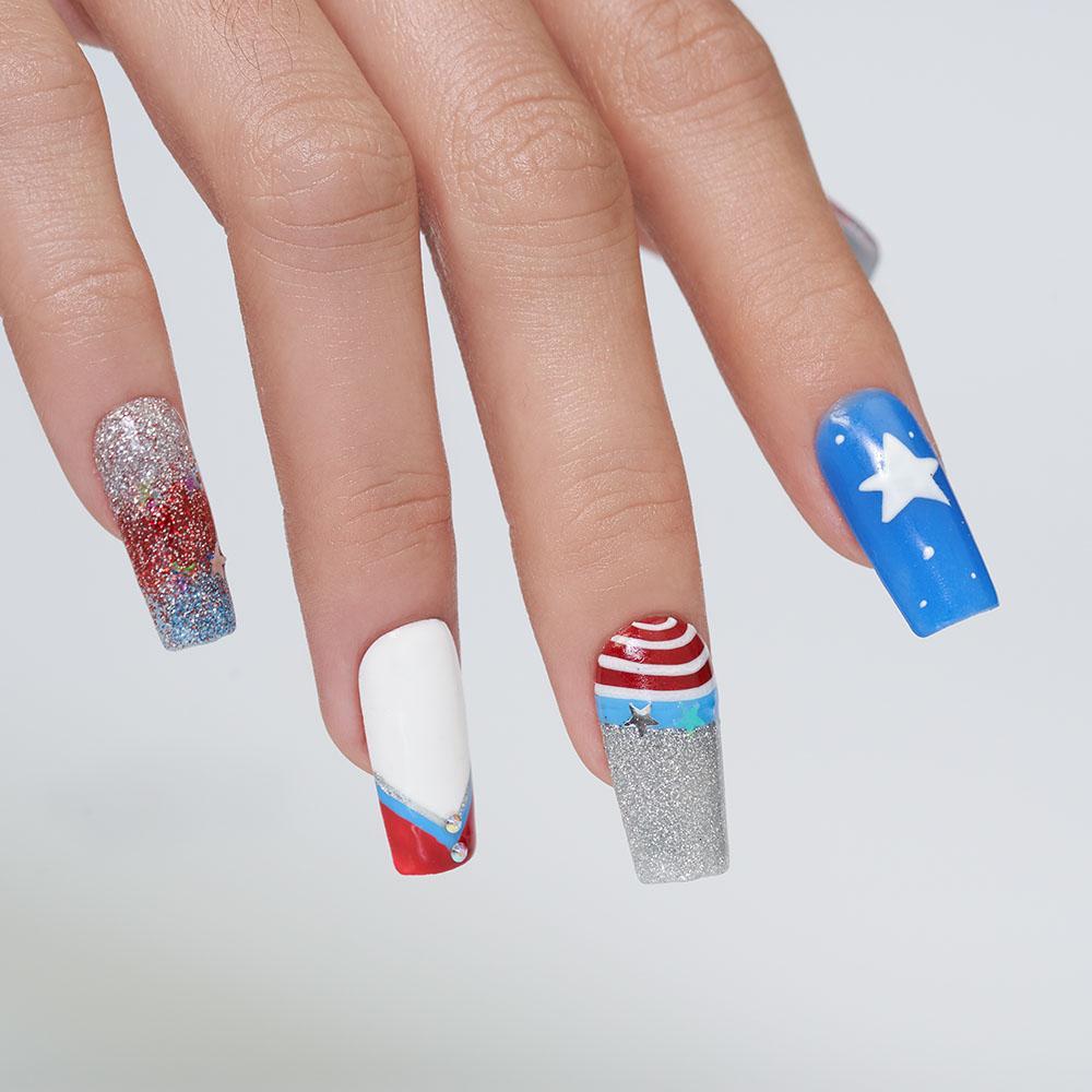 LDS Blue Glitter Dipping Powder Nail Colors - 161 Life Is Lit