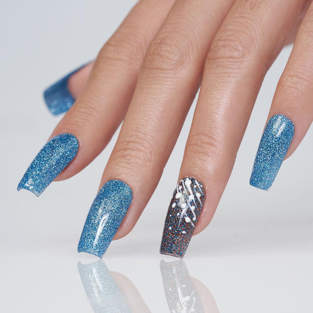LDS Blue Glitter Dipping Powder Nail Colors - 161 Life Is Lit