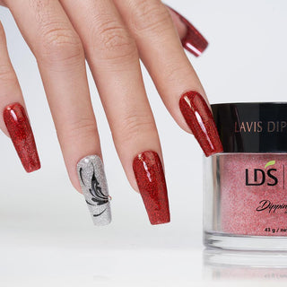  LDS Glitter Red Dipping Powder Nail Colors - 163 A Thousand Kisses by LDS sold by Lavis Dip Systems Inc