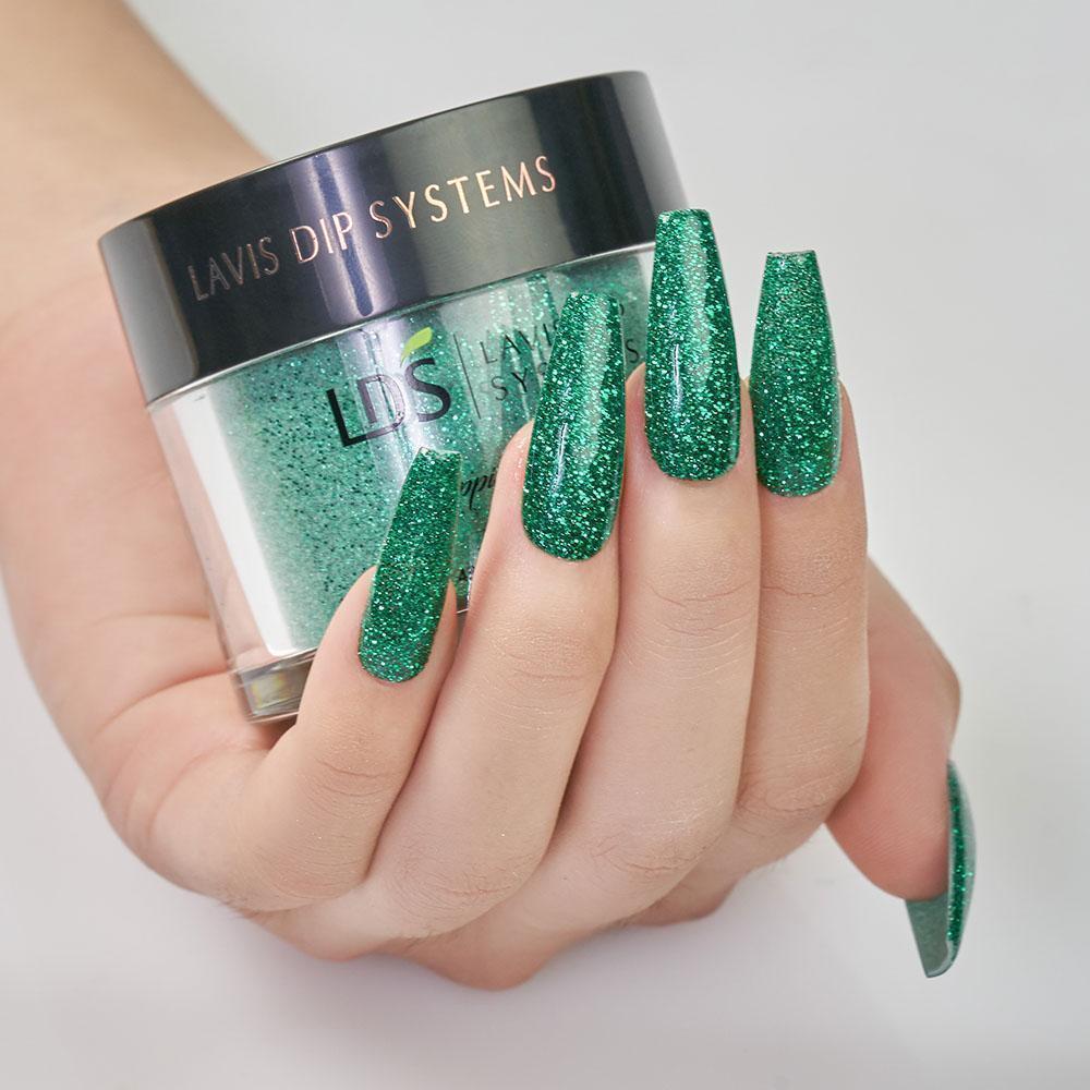 LDS Glitter Green Dipping Powder Nail Colors - 172 Vivid Jade