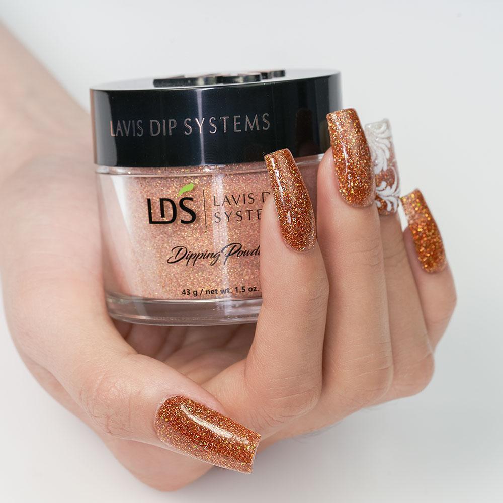 LDS Glitter Gold Dipping Powder Nail Colors - 176 Autumn Russet