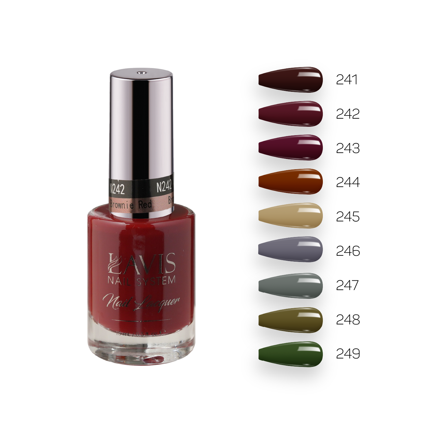  Lavis Healthy Nail Lacquer Fall Winter Set N2 (9 colors): 241, 242, 248, 244, 245, 248, 247, 248, 248