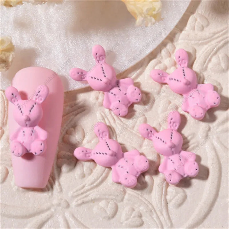 #185-188 2PCS Stitched Bunny Nail Charm