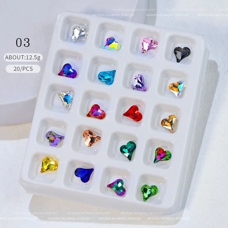 20pcs Love Diamond Crystal - 03 S Mixed Heart