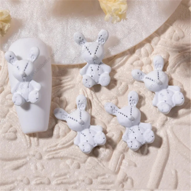 #185-188 2PCS Stitched Bunny Nail Charm