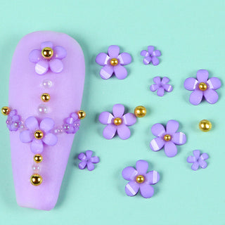 Five Petals 3D Flower Beads & Jewelry Pearl Acrylic Crystal - Purple