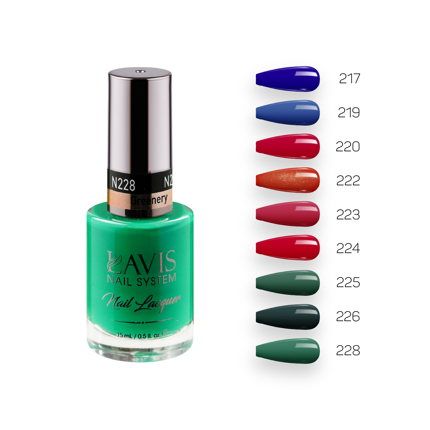  Lavis Healthy Nail Lacquer Fall Winter Set N8 (9 colors): 217, 219, 220, 222, 223, 224, 225, 226, 228