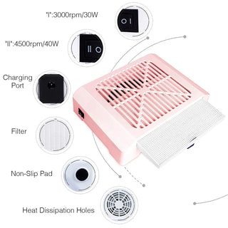 Nail Dust Vacuum Cleaner-Pink - plug in (PCS)