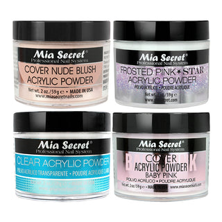 Mia Secret Kit 4: Clear, Cover Baby Pink, Cover Nude ,Frosted Star 2oz