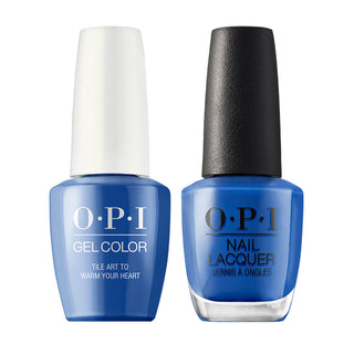 OPI Gel Nail Polish Duo Blue Colors - L25 Tile Art to Warm Your Heart
