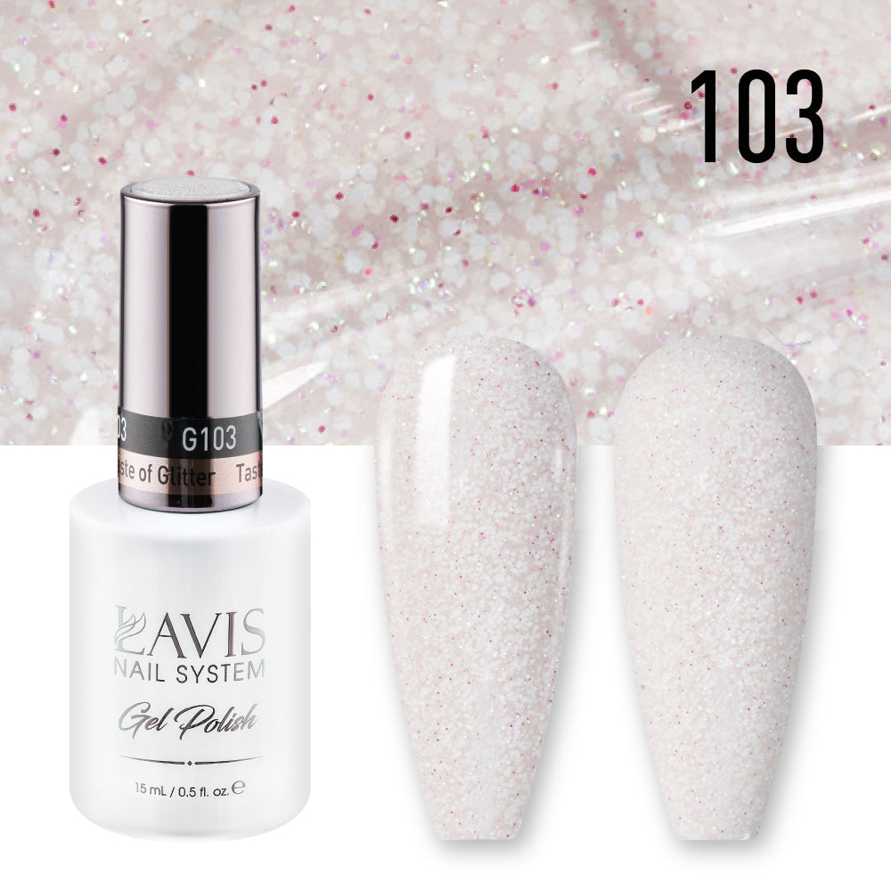Lavis Gel Polish 103 - White Glitter Colors - Taste of Glitter