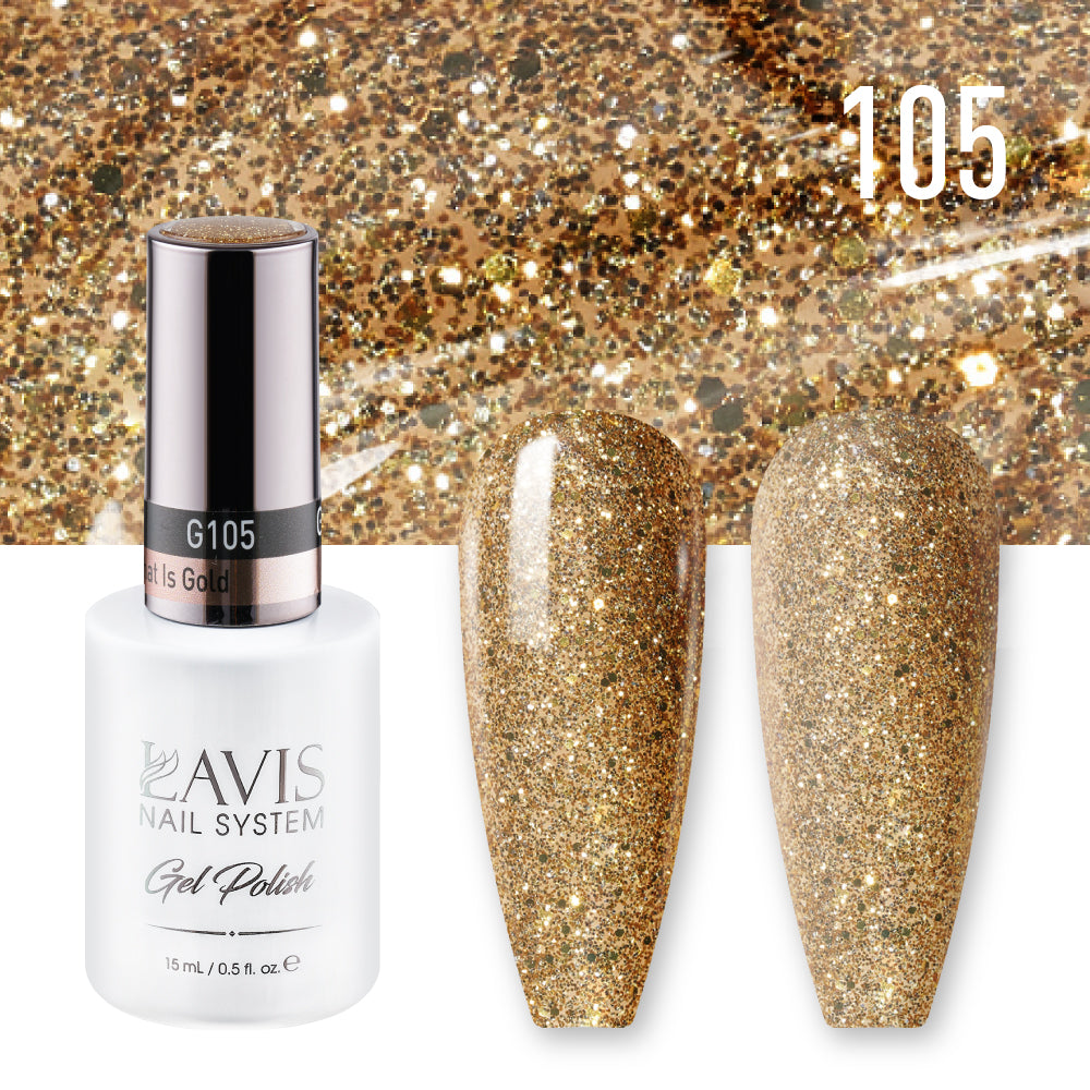 Lavis Gel Polish 105 - Gold Glitter Colors - All That Is Gold